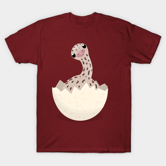 Cute baby ostrich in egg cartoon illustration T-Shirt by FrogFactory